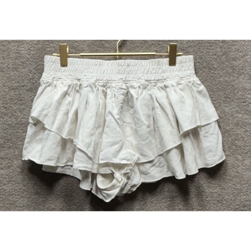 Free People Movement Shorts Women Bone Small Prima High Rise Ruffle Pleated EUC